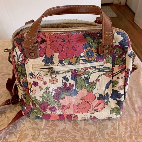 Koltov Crossbody Handbag Floral Vegan Leather Removable Strap made in Burma - Picture 1 of 7